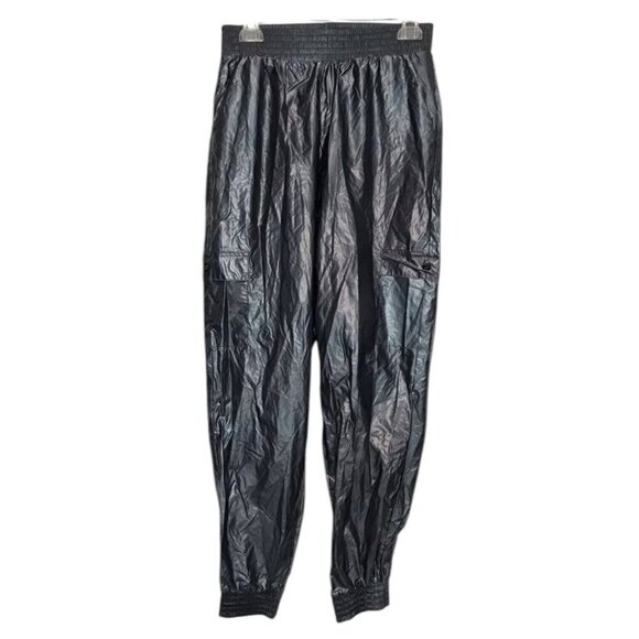 Victorias Secret Sport Cargo Jogger Pant Iridescent Gray Blue‎ Foil Metallic L - Picture 3 of 14